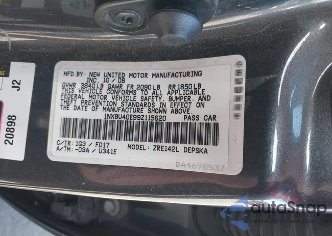 1NXBU40E99Z115620: 43423329