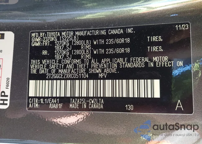 2T2GGCEZXRC051104: 43424705