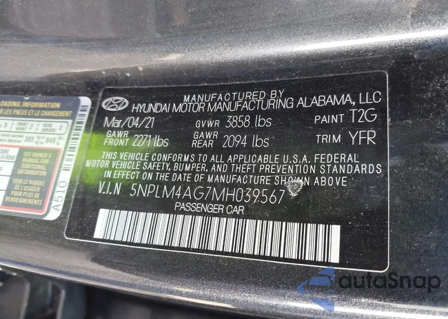 5NPLM4AG7MH039567: 43424753