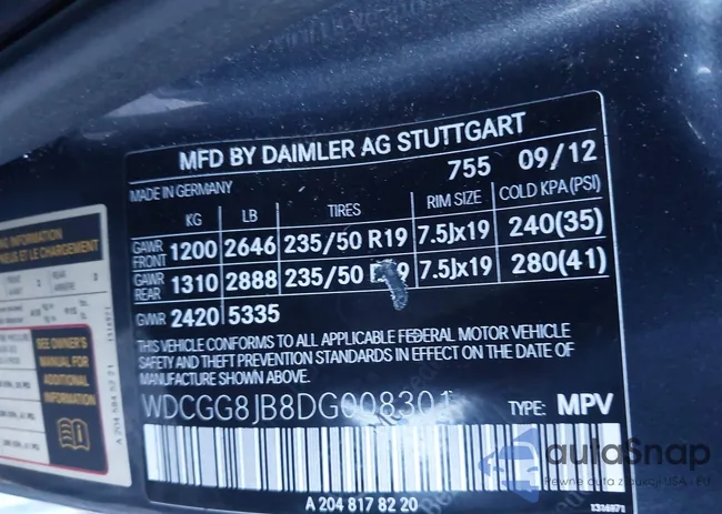 WDCGG8JB8DG008301: 43424761