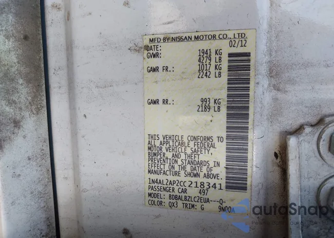 1N4AL2AP2CC218341: 43424766