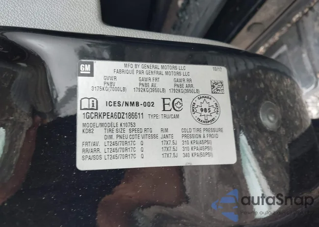 1GCRKPEA6DZ186611: 43424883