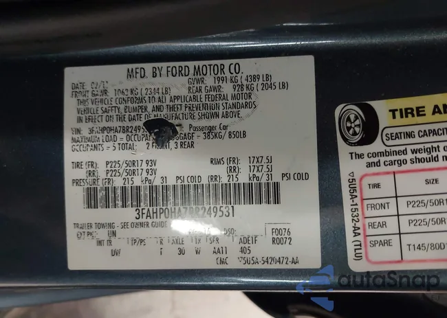 3FAHP0HA7BR249531: 43424921