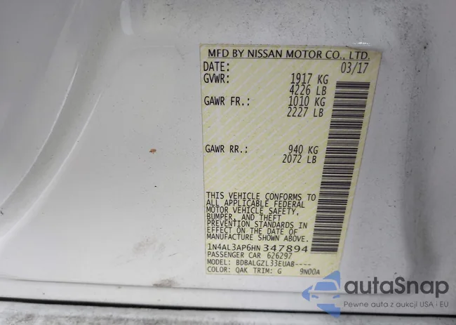 1N4AL3AP6HN347894: 43425043