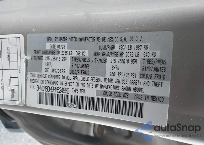 3MVDMBDM9PM524882: 43425048