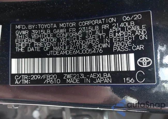 JTDEAMDE6MJ005476: 43424173