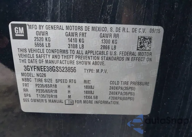 3GYFNEE38GS523856: 43424275