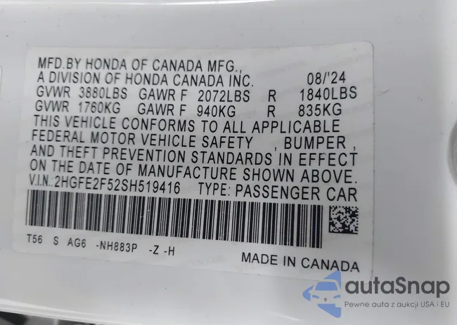 2HGFE2F52SH519416: 43424300