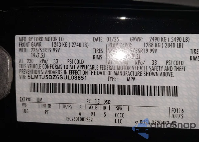 5LMTJ5DZ6SUL08651: 43424310