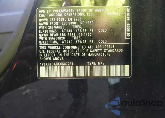 1V2XR2CAXKC537284: 43424323