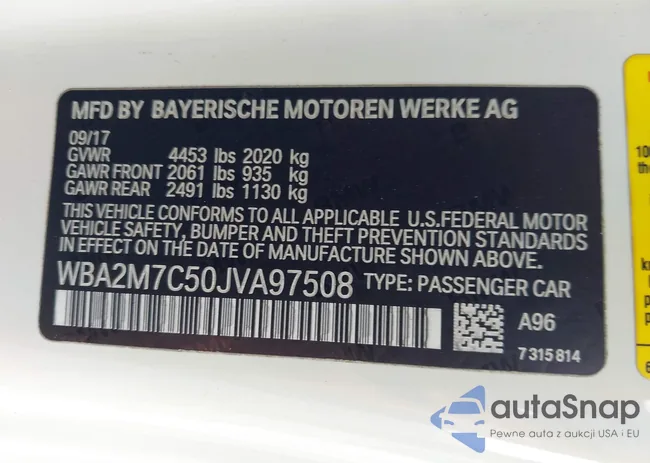 WBA2M7C50JVA97508: 43424454