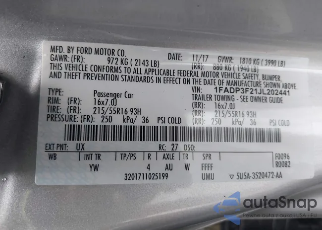 1FADP3F21JL202441: 43425582