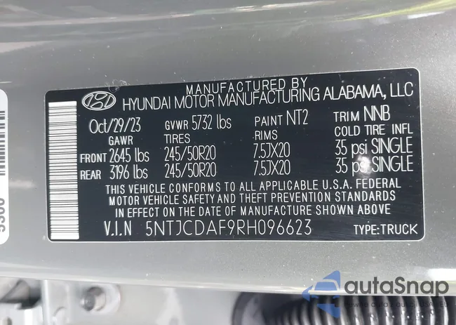 5NTJCDAF9RH096623: 43425650