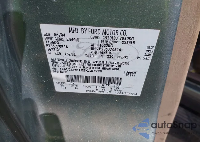 1FMCU931X5KA87990: 43425656