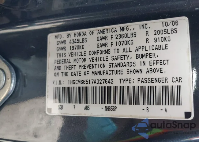 1HGCM66517A027642: 43425675