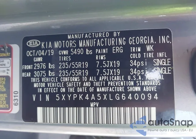 5XYPK4A5XLG640094: 43425683