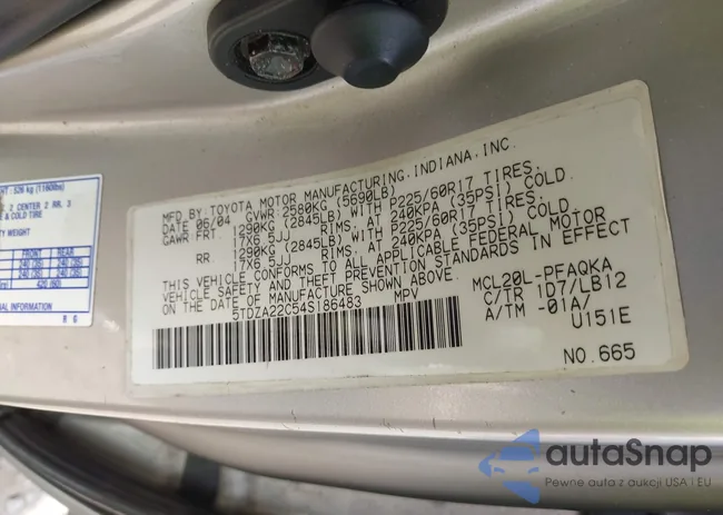 5TDZA22C54S186483: 43425685