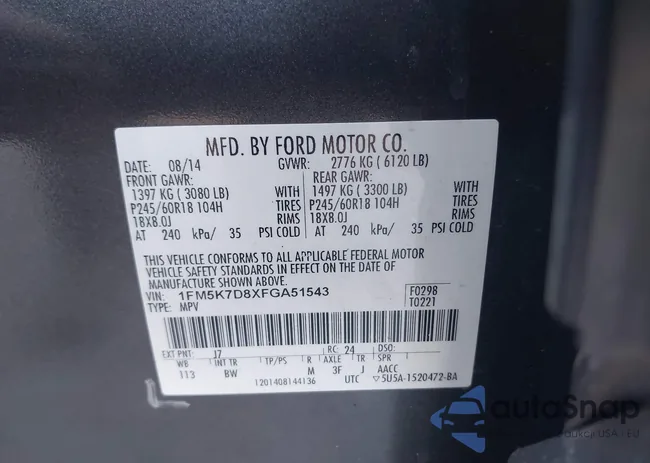 1FM5K7D8XFGA51543: 43425746