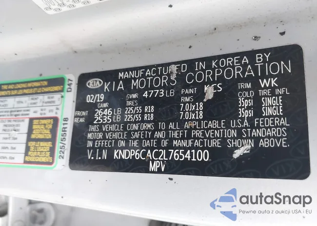 KNDP6CAC2L7654100: 43425833