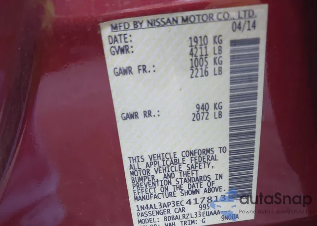 1N4AL3AP3EC417813: 43425835