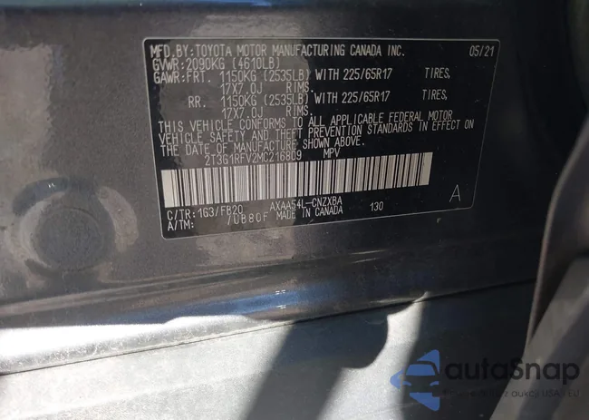 2T3G1RFV2MC216809: 43426002