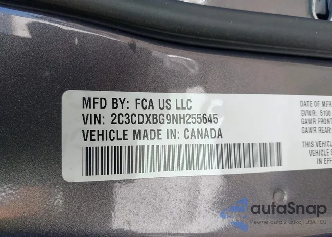 2C3CDXBG9NH255645: 43426003