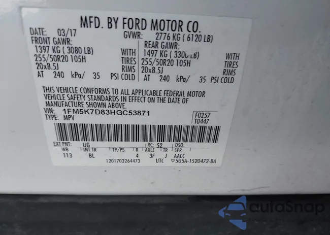 1FM5K7D83HGC53871: 43426007