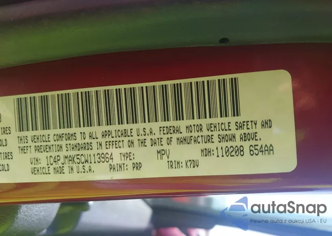 1C4PJMAK5CW113964: 43426100