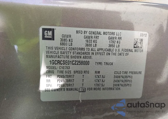 1GCRCSE01CZ258000: 43425246