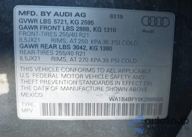 WA1B4BFY9K2088005: 43425282