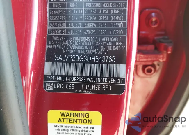 SALVP2BG3DH843763: 43425321