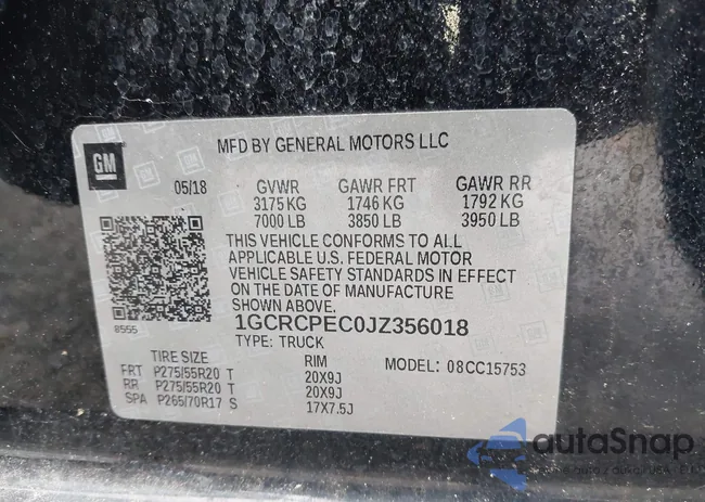 1GCRCPEC0JZ356018: 43425403