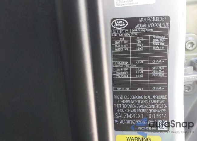 SALZM2GX1LH018614: 43425446