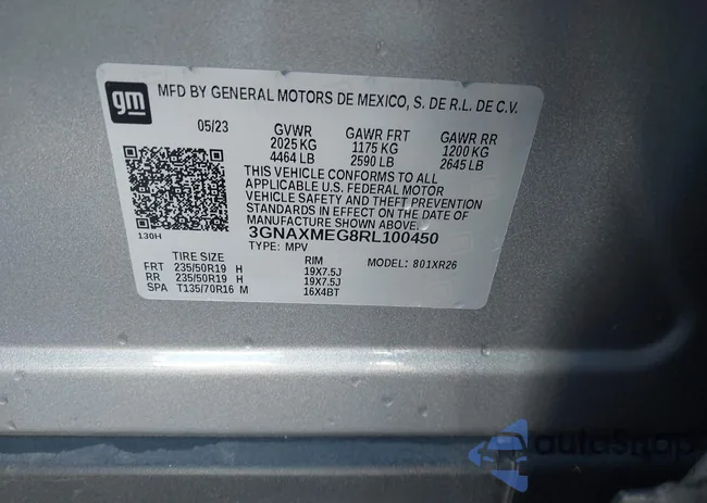 3GNAXMEG8RL100450: 43425515