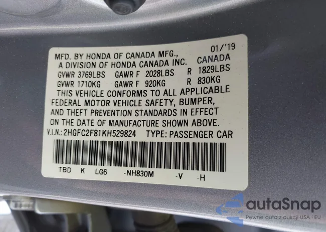 2HGFC2F81KH529824: 43426568