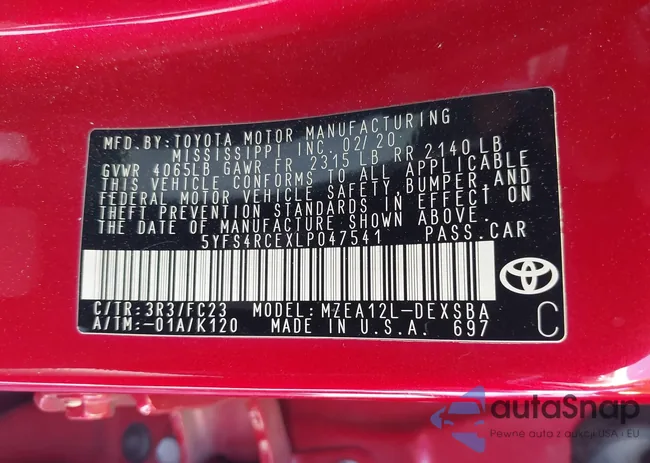 5YFS4RCEXLP047541: 43426829