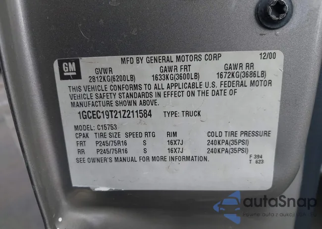 1GCEC19T21Z211584: 43426868