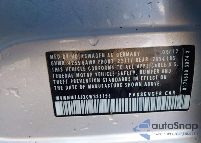 WVWNM7AJ2CW333196: 43426166