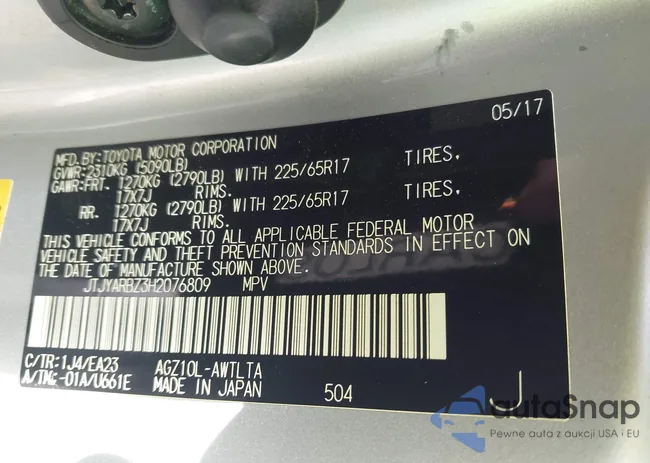 JTJYARBZ3H2076809: 43426300