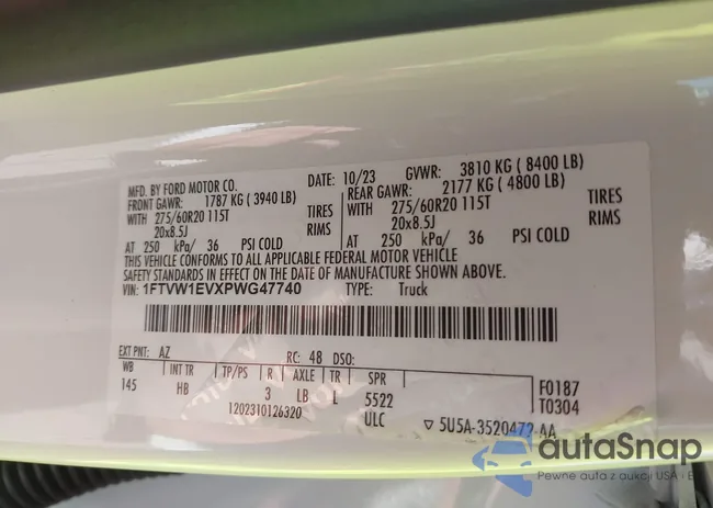 1FTVW1EVXPWG47740: 43426323