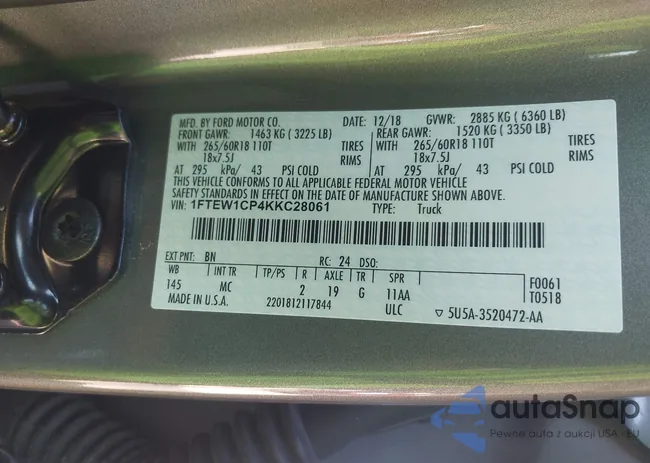 1FTEW1CP4KKC28061: 43426453