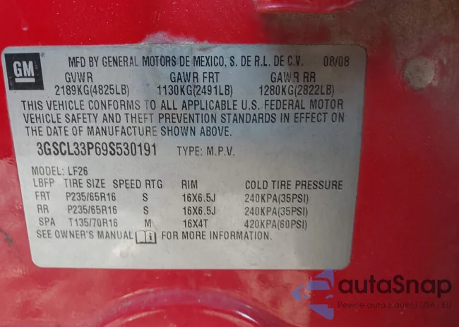 3GSCL33P69S530191: 43426465