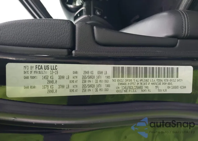 1C4RJFBG3LC250093: 43426488