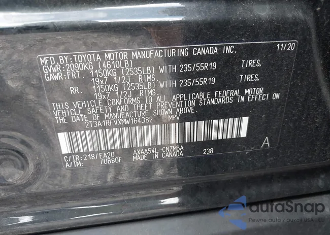 2T3A1RFVXMW164382: 43426555