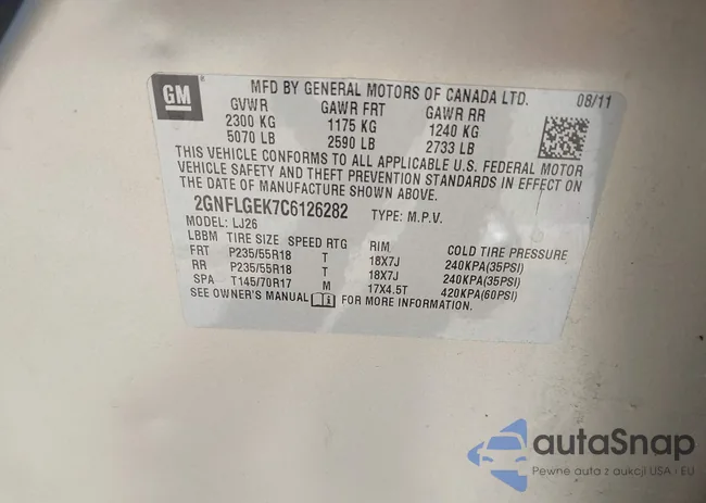 2GNFLGEK7C6126282: 43427565