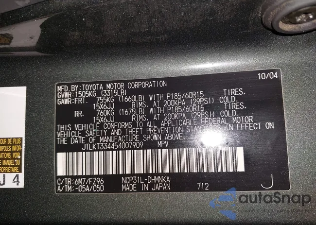 JTLKT334454007909: 43427600