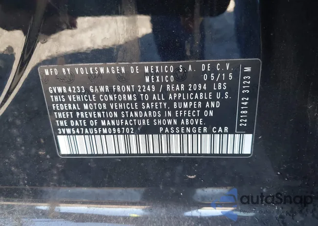 3VW547AU5FM096702: 43427620