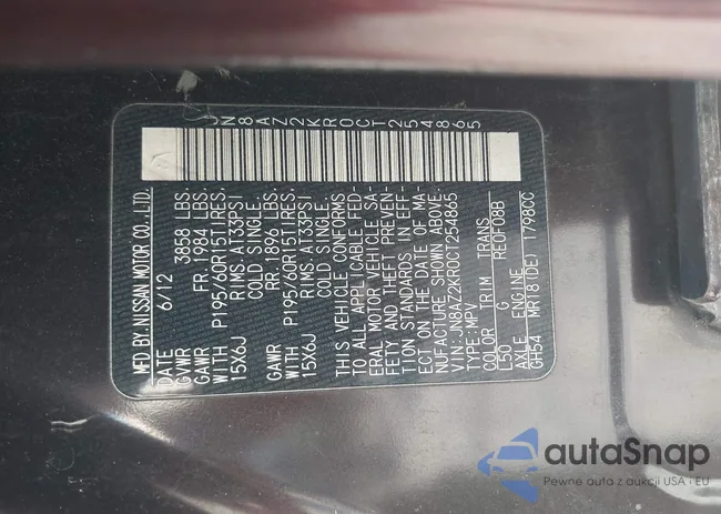 JN8AZ2KR0CT254865: 43427732