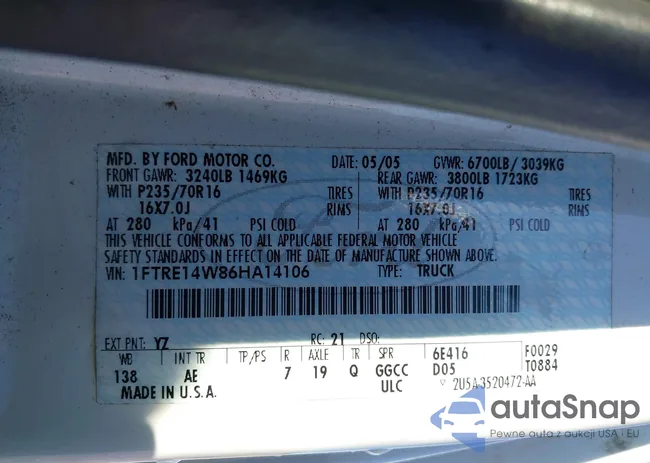 1FTRE14W86HA14106: 43427774