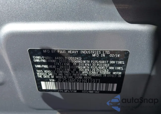 JF2SJARC6FH411973: 43427779